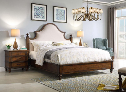 Bed 2x Bedside table 3 pcs. Bedroom Set Design Upholstery Furniture Luxury Beds new